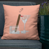 Cigar's And Martinis Salmon Premium Pillow