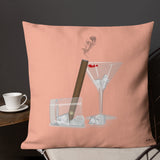 Cigar's And Martinis Salmon Premium Pillow