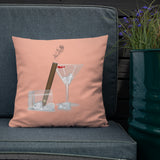 Cigar's And Martinis Salmon Premium Pillow