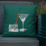 Cigar's And Martini's Green Premium Pillow